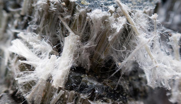 closeup view of asbestos fibers