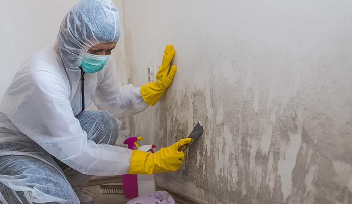 Expert cleaning mold using equipment.