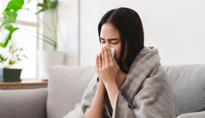 A person sneezing