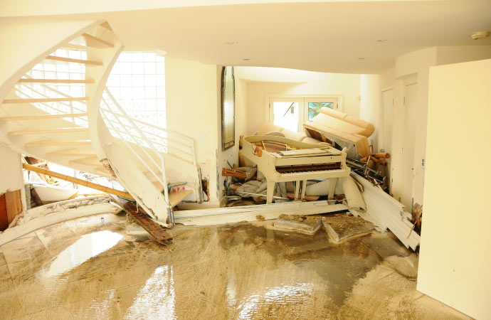 a flood damaged house