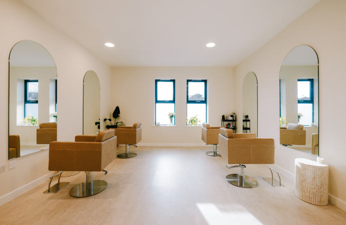 a newly restored beauty salon