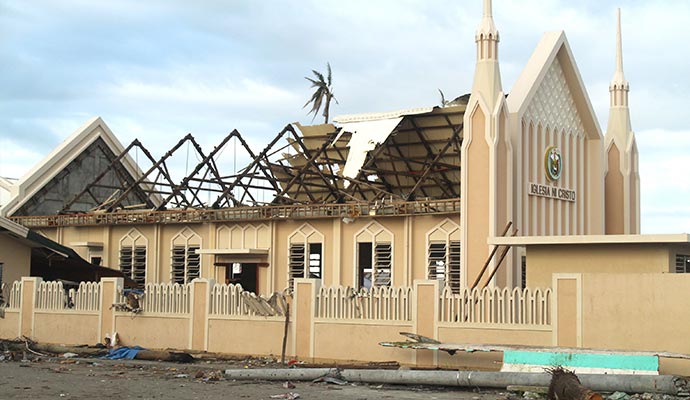 storm damaged church