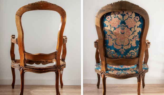 Before and after restoring wooden furniture