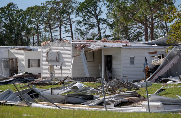 a storm damaged house