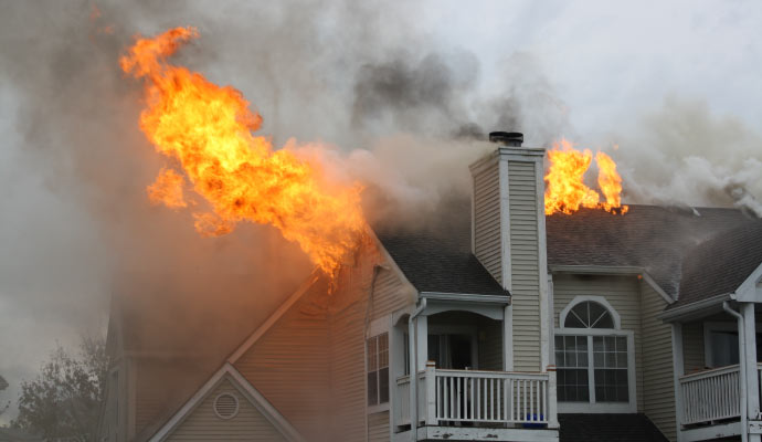 a residential house is burning in fire