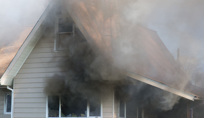 Smoke coming out of a house