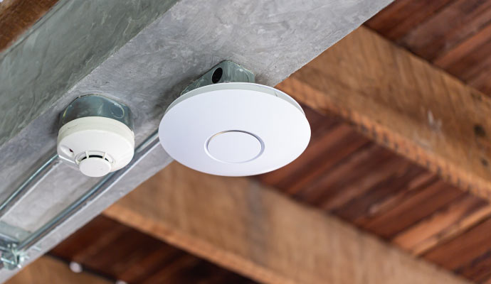 A smoke detector inside barn