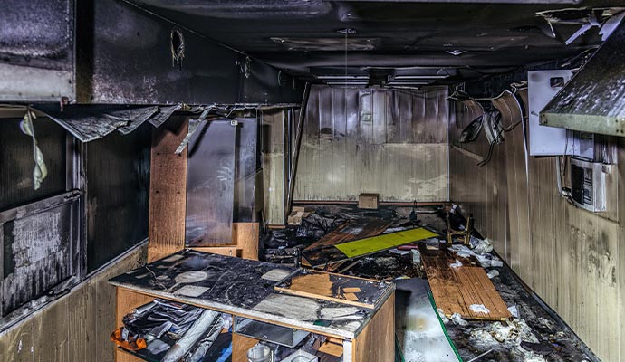 a fire damaged interior