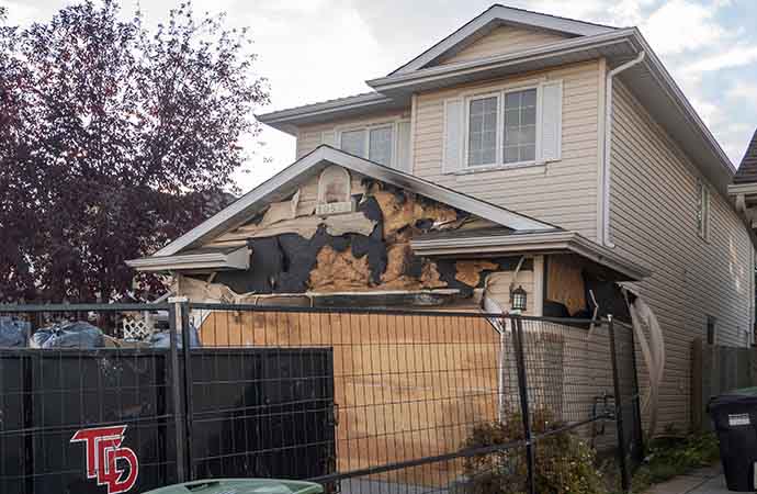 a fire damaged house