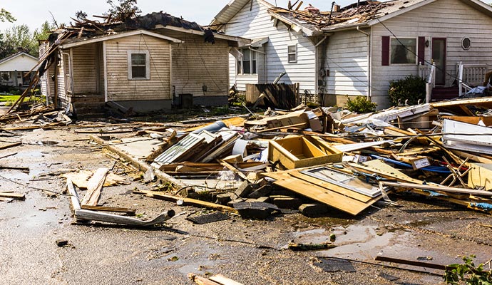 Hurricane damaged house