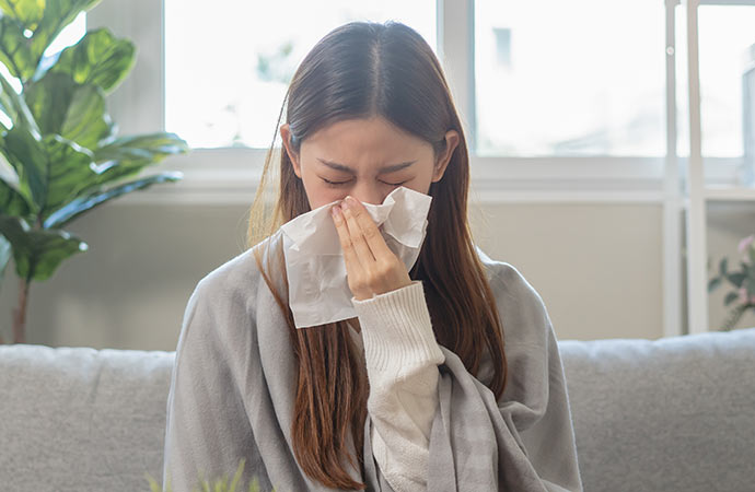 a person sneezing