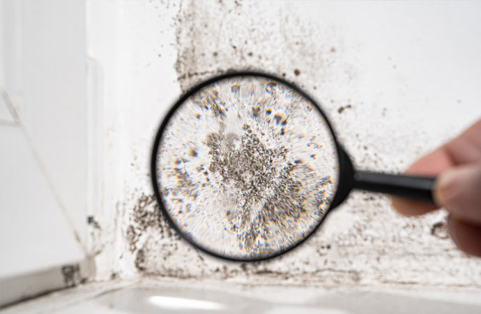 focused view of mold on a wall