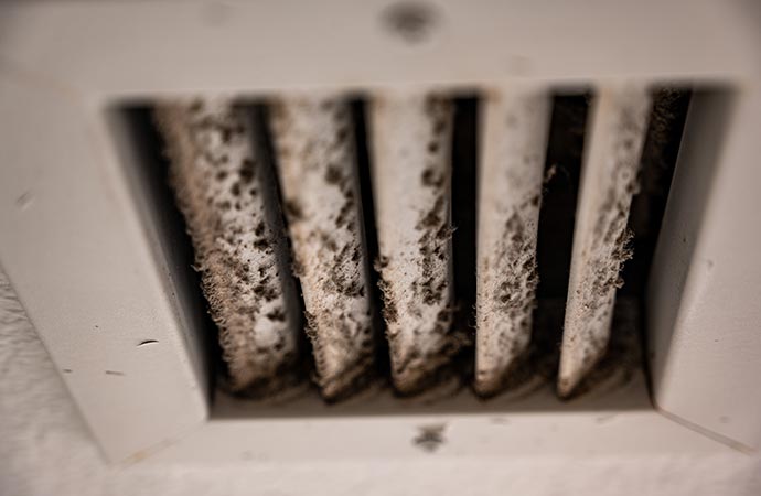 built up dust and grime inside an air vent