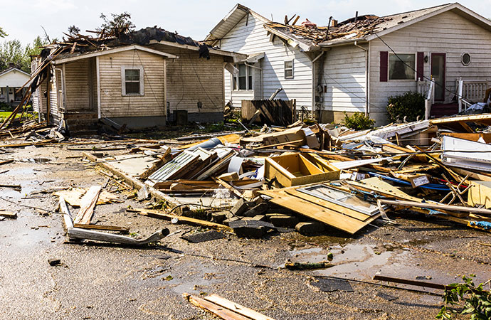 Flood damaged houses