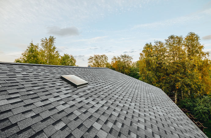 a freshly installed house roof