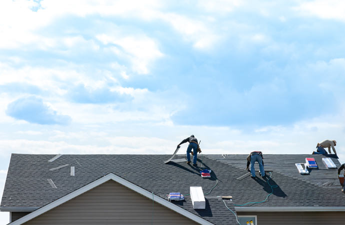 professionals replacing roof