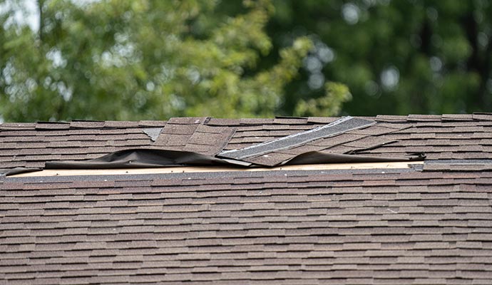 Damaged house roof