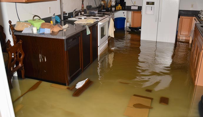 Flood damaged room