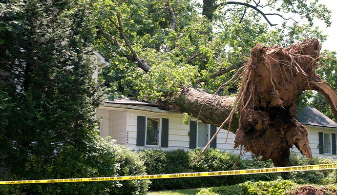 Wind damaged property