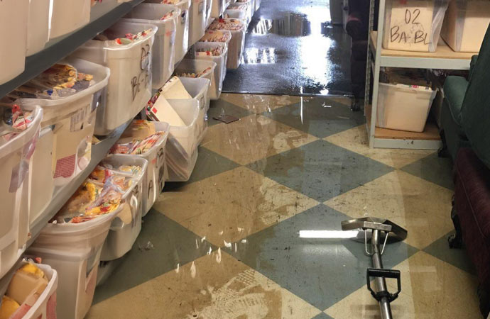 water damage in a supershop